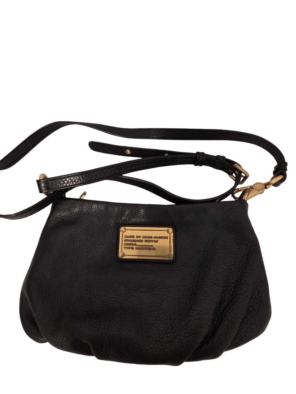 Marc by Marc Jacobs Black Leather Crossbody with Gold Hardware